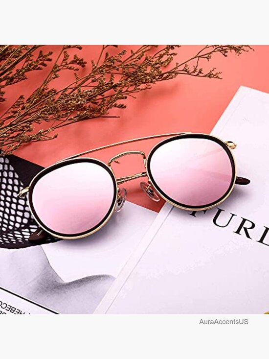 Vintage Round Polarized Sunglasses Double Bridge Metal Frame main image 6